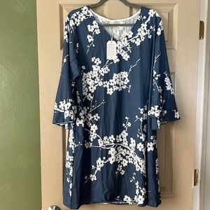 Blue with white flowers dress